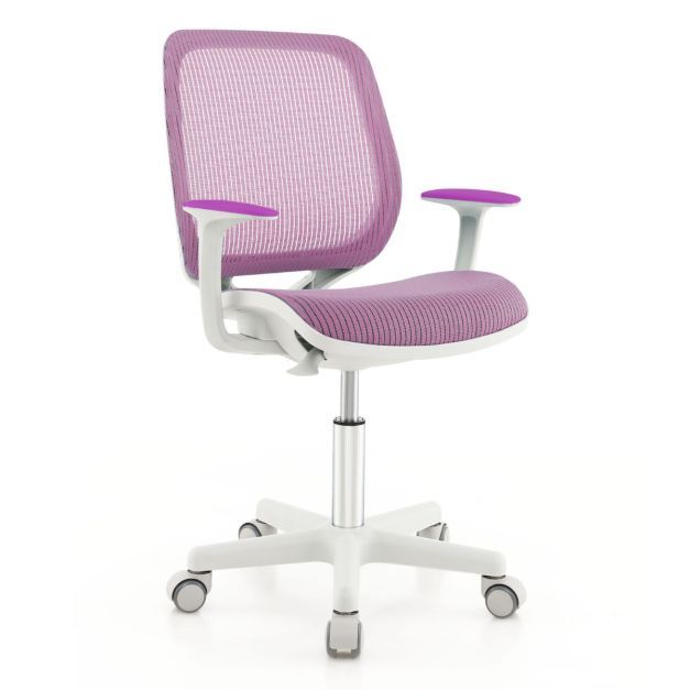 Höhenverstellbarer Kinderdrehstuhl mit Sitzbremse Ergonomischer Schreibtischstuhl Bürostuhl lila