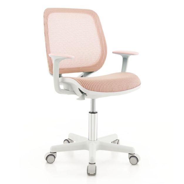 Höhenverstellbarer Kinderdrehstuhl mit Sitzbremse Ergonomischer Schreibtischstuhl Bürostuhl rosa