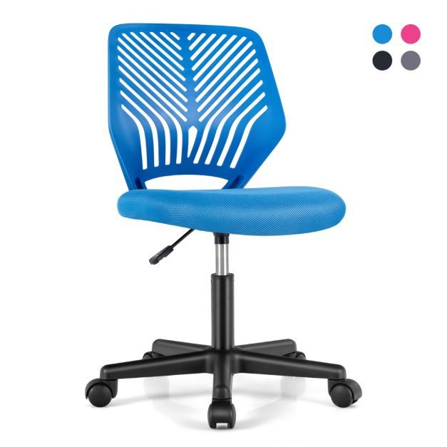 Schreibtischstuhl für Kinder armloser Kinderdrehstuhl blau 54 x 54 x 77-89 cm