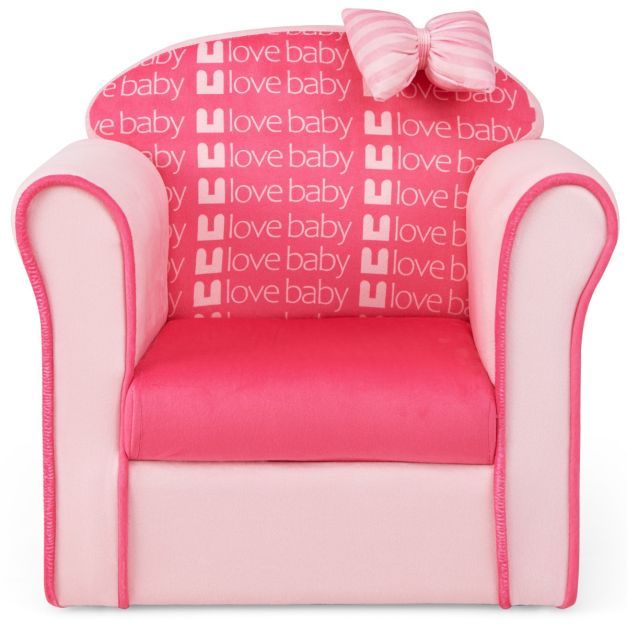 Kindersessel mit Rückenlehne &amp; Armlehnen &amp; Süßen Mustern &amp; Schaumstoff Kindersofa Rosa