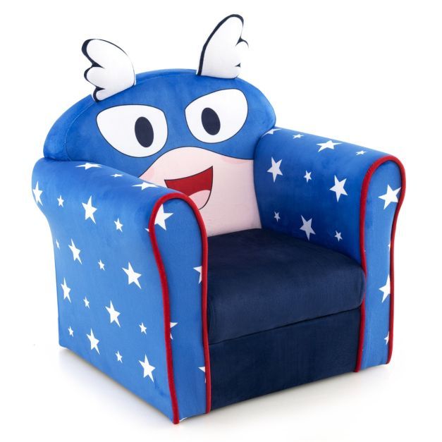Kinder-Sofa Polster-Sessel mit massivem Holzrahmen 50 x 40 x 54 cm Blau