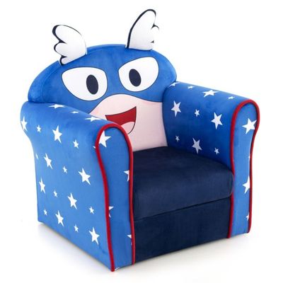 Kinder-Sofa Polster-Sessel mit massivem Holzrahmen 50 x 40 x 54 cm Blau