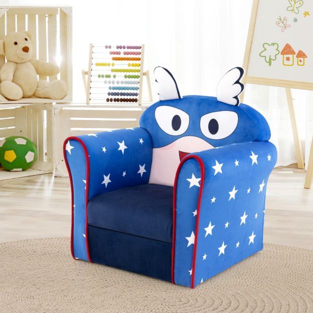 Kinder-Sofa Polster-Sessel mit massivem Holzrahmen 50 x 40 x 54 cm Blau