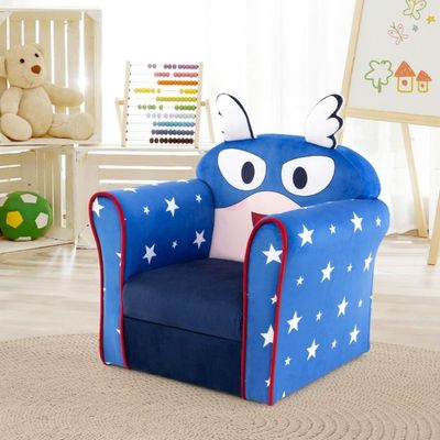 Kinder-Sofa Polster-Sessel mit massivem Holzrahmen 50 x 40 x 54 cm Blau