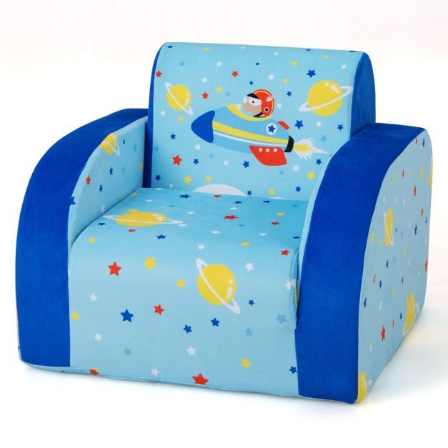 3-in-1 umbaubarer Kindersessel Kinder Klappsofa 92 x 47 x 29 cm Blau Astronaut Weltall