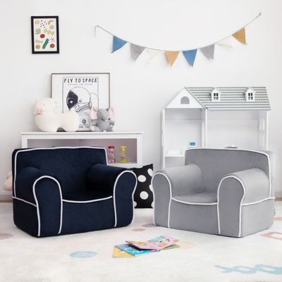 Gepolstertes Kindersofa mit Armlehne & Handgriff 68 x 46 x 50 cm Grau