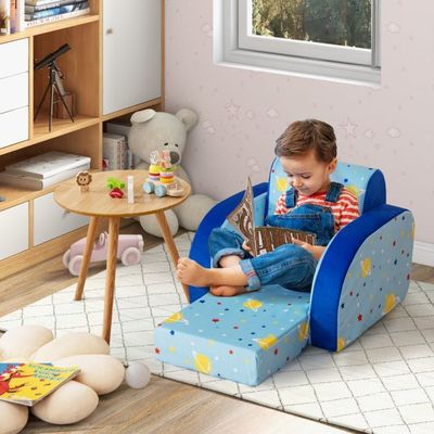 3-in-1 umbaubarer Kindersessel Kinder Klappsofa 92 x 47 x 29 cm Blau Astronaut Weltall