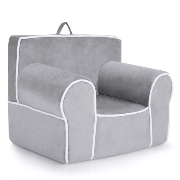 Gepolstertes Kindersofa mit Armlehne &amp; Handgriff 68 x 46 x 50 cm Grau