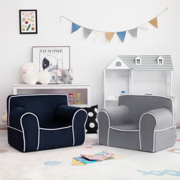 Gepolstertes Kindersofa mit Armlehne & Handgriff 68 x 46 x 50 cm Marineblau