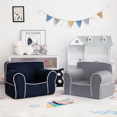 Gepolstertes Kindersofa mit Armlehne & Handgriff 68 x 46 x 50 cm Marineblau