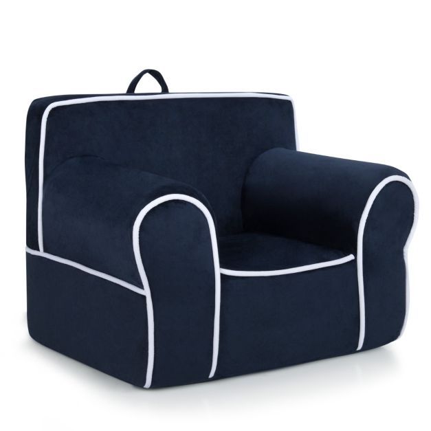 Gepolstertes Kindersofa mit Armlehne &amp; Handgriff 68 x 46 x 50 cm Marineblau