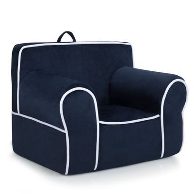 Gepolstertes Kindersofa mit Armlehne &amp; Handgriff 68 x 46 x 50 cm Marineblau