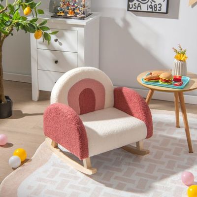 Kinderschaukelstuhl Teddy-Plüsch-Sessel Rot