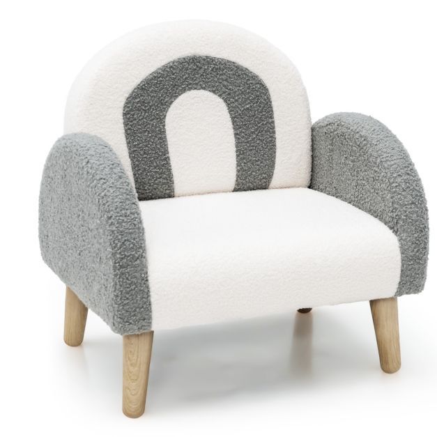 Gepolsterter Kindersofa mit Massivholzbeinen Kindersessel Grau