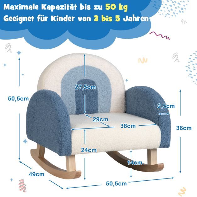 Kinderschaukelstuhl Teddy-Plüsch-Sessel Blau