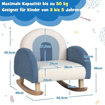 Kinderschaukelstuhl Teddy-Plüsch-Sessel Blau