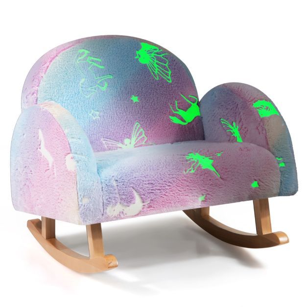 Schaukelstuhl Kinder Kindersofa im Dunkeln Leuchtend Kindersessel gepolstert aus Flanellstoff