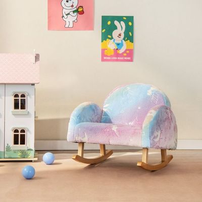 Schaukelstuhl Kinder Kindersofa im Dunkeln Leuchtend Kindersessel gepolstert aus Flanellstoff
