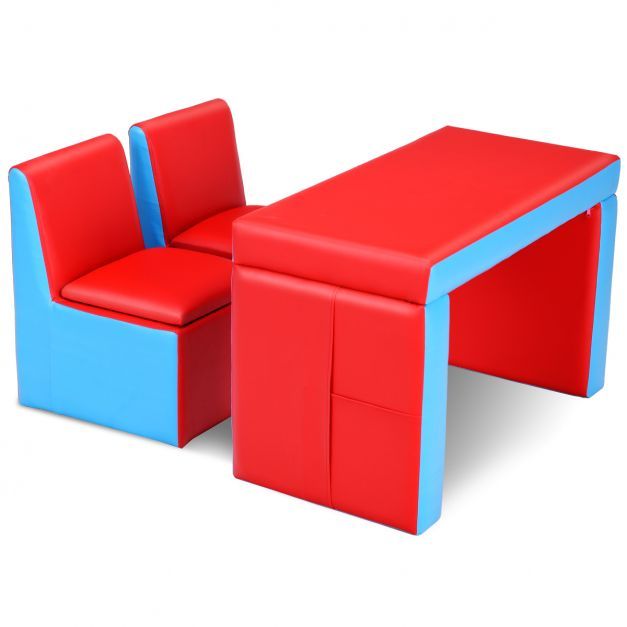 Kindersessel Set Kindersofa Kindercouch Stuhl und Tisch Rot