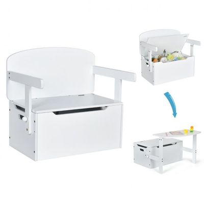 3 in 1 Kinder-Aktivitätstisch Set mit Schreibtisch &amp; Sitzbank &amp; Aufbewahrungsbox für Kindergarten Weiss