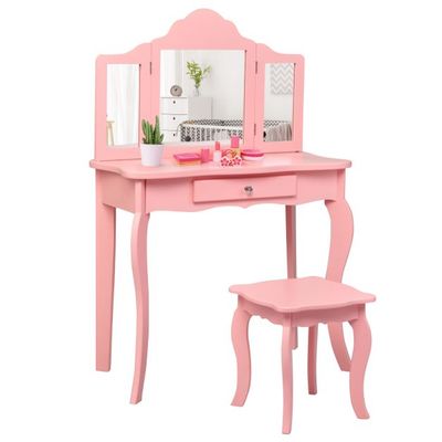 Frisiertisch Schminktisch- und Hocker-Set für Kinder 70 x 34 x 103 cm Rosa