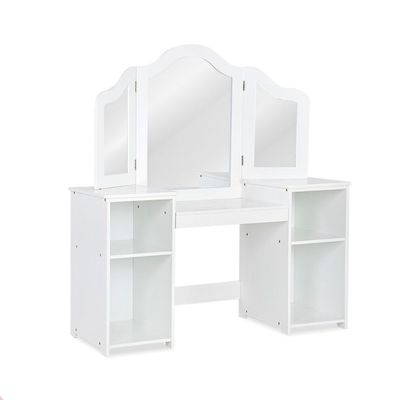 2 in 1 Kinder Schminktisch Schreibtisch mit Spiegel 107 × 40 × 117 cm Weiss