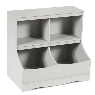 Kinderregal mit 4 Fächern Spielzeugregal Bücherregal für Kinder 67 x 40 x 62 cm Grau