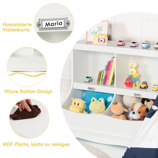Kinderregal mit 4 Fächern Spielzeugregal Bücherregal für Kinder 67 x 40 x 62 cm Weiss