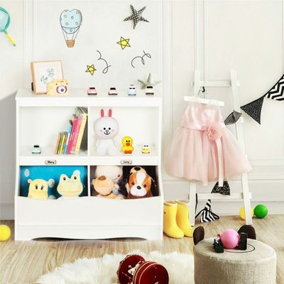 Kinderregal mit 4 Fächern Spielzeugregal Bücherregal für Kinder 67 x 40 x 62 cm Weiss