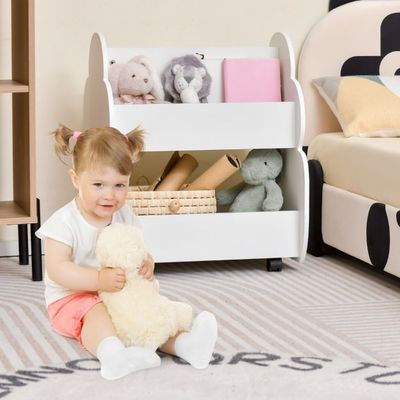 Kinder-Bücherregal auf Rollen Kinderregal mit geräumigem Stauraum 52 x 47 x 63 cm Weiss