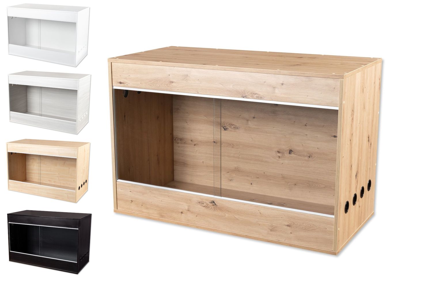 Premium-Holz-Terrarium 120x60x80 cm incl. Glas-Schiebescheiben