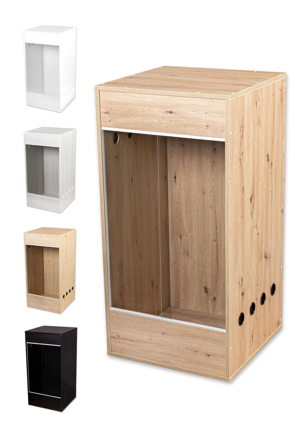 Premium-Holz-Hochterrarium 60x60x120cm mit Schiebescheiben
