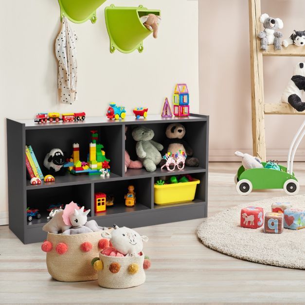 Kinder Spielzeugschrank aus Holz Kinderregal Bücherregal Grau