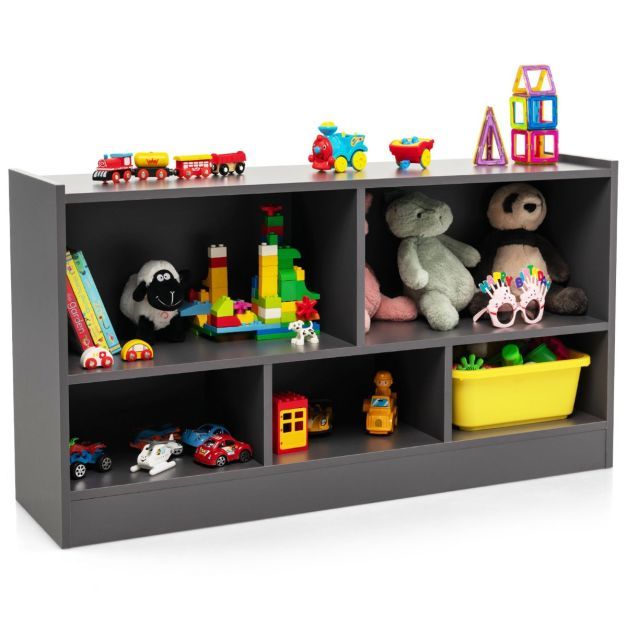 Kinder Spielzeugschrank aus Holz Kinderregal Bücherregal Grau