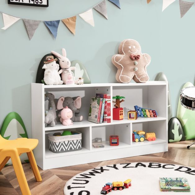 Kinder Spielzeugschrank aus Holz Kinderregal Bücherregal 111 x 30 x 61,5 cm Weiss