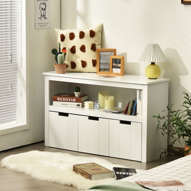 Sideboard, Kommode mit Schubladen Holz-Kinderschrank 101 x 33 x 62cm Weiss