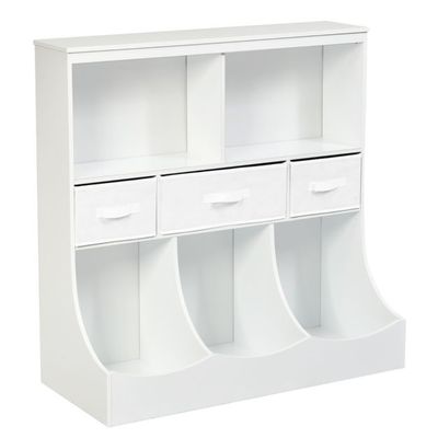 Spielzeugregal mit 5 Fächern &amp; 3 Schubladen Kinderregal Spielzeug Organizer 93 x 40 x 94 cm Weiss