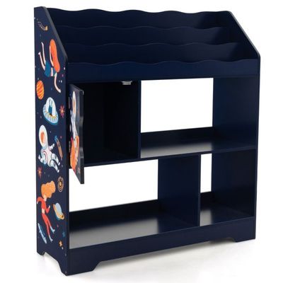 3 in 1 Spielzeugregal Rakete / Astronaut Kinderregal Bücherregal 93 x 30 x 100 cm Blau