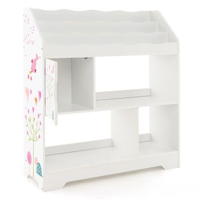 3 in 1 Spielzeugregal mit Ablagefächer &amp; Tür 3 Stöckiges Kinderregal Bücherregal 93 x 30 x 100 cm Weiss