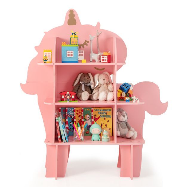 Einhorn Bücherregal für Kinder Spielzeug-Aufbewahrungsorganisator mit offenen Regalen
