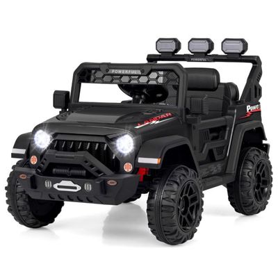 Kinder Elektroauto mit 2,4G Fernbedienung &amp; USB &amp; Licht &amp; Musik 12V Kinderauto Jeep Auto schwarz