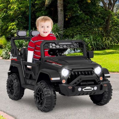 Kinder Elektroauto mit 2,4G Fernbedienung & USB & Licht & Musik 12V Kinderauto Jeep Auto schwarz