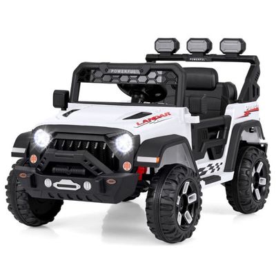 Kinder Elektroauto mit 2,4G Fernbedienung &amp; USB &amp; Licht &amp; Musik 12V Kinderauto Jeep Auto weiss