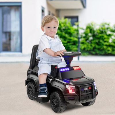 Polizei Elektroauto für Kinder 6V Elektrisches Kinderauto mit Stauraum schwarz