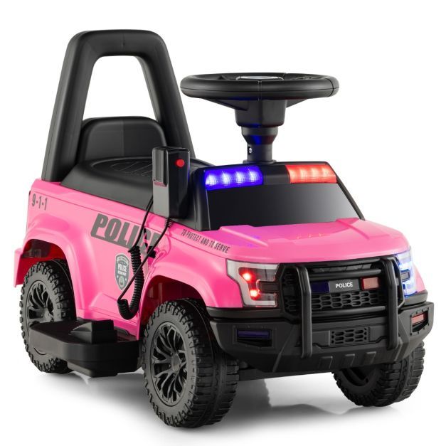 Polizei Elektroauto für Kinder 6V Elektrisches Kinderauto mit Stauraum Rosa