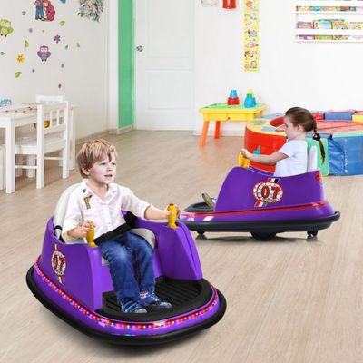 6V Aufsitz Autoscooter mit Bunten Lichtern & Fernbedienung & 360 Grad Rotation Bumper Car lila