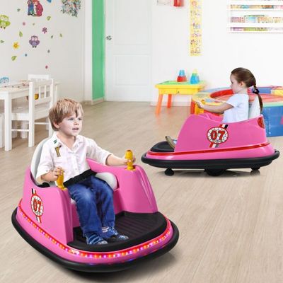 6V Aufsitz Autoscooter mit Bunten Lichtern & Fernbedienung & 360 Grad Rotation Bumper Car rosa