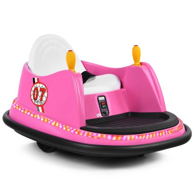6V Aufsitz Autoscooter mit Bunten Lichtern &amp; Fernbedienung &amp; 360 Grad Rotation Bumper Car rosa
