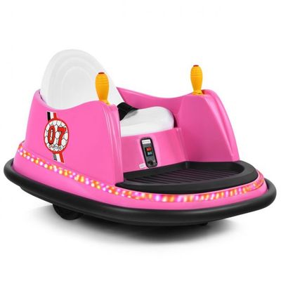 6V Aufsitz Autoscooter mit Bunten Lichtern &amp; Fernbedienung &amp; 360 Grad Rotation Bumper Car rosa