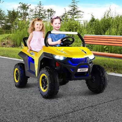 2 Sitzer UTV Buggy 12V Kinderauto mit Musik und Scheinwerfer 118 x 74 x 71 cm gelb